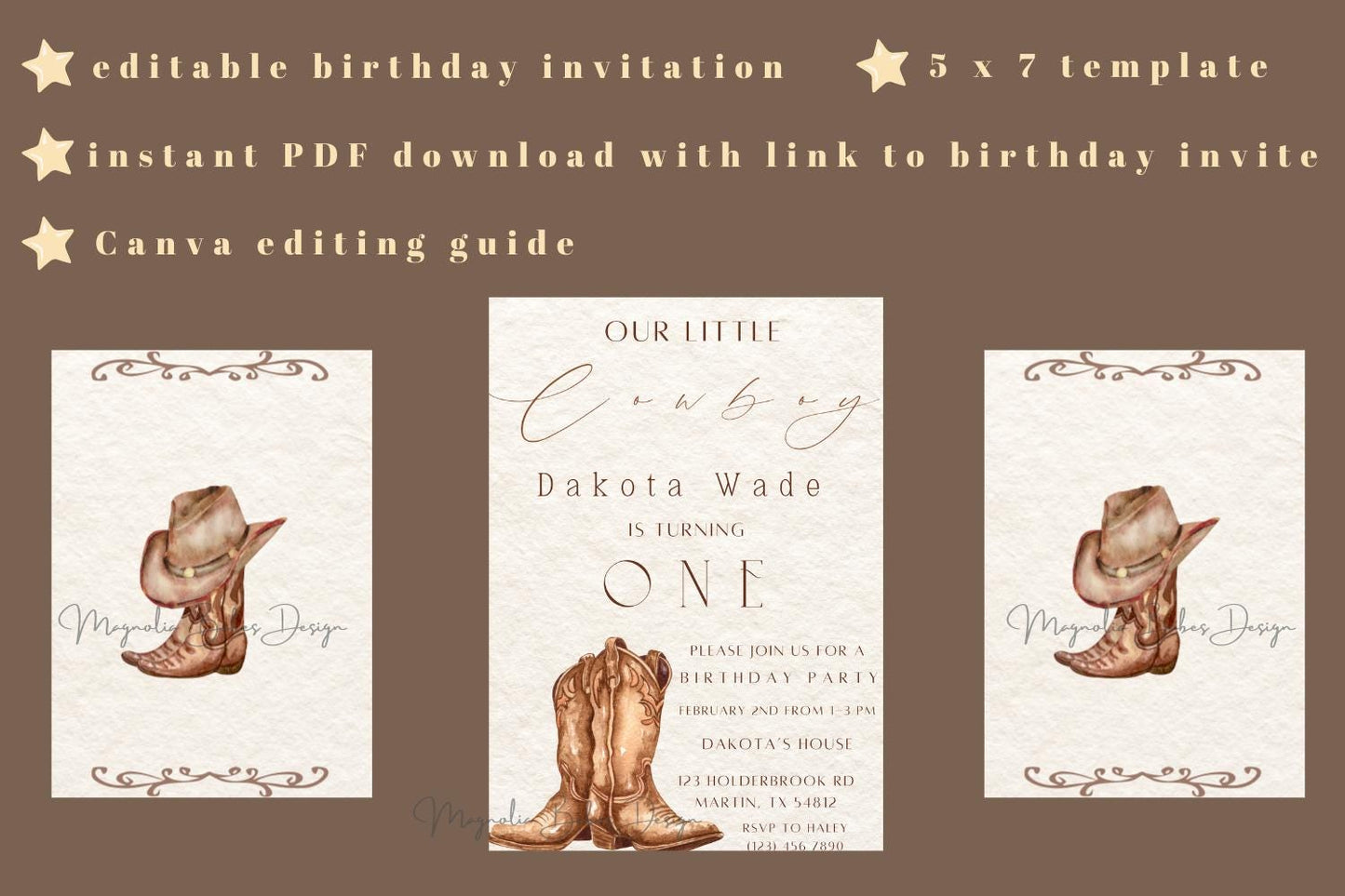 Boys Cowboy 1st Birthday Invite