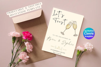 Let's Toast Engagement Party Invitation