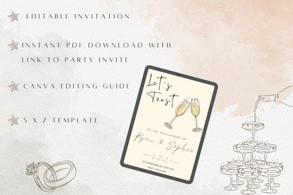Let's Toast Engagement Party Invitation