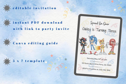 Sonic Birthday Party Invite