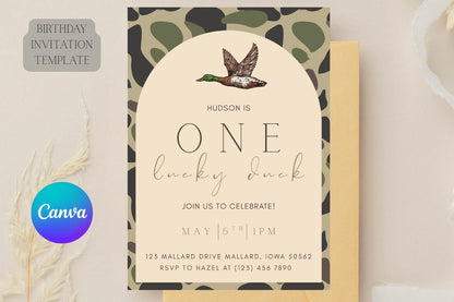 One Lucky Duck Birthday Invitation Template