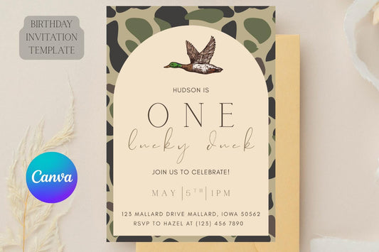 One Lucky Duck Birthday Invitation Template