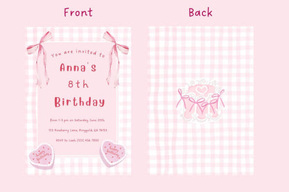 Pink Gingham Girl’s Birthday Invite