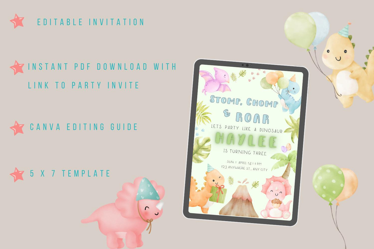 Dinosaur Birthday Party Invite