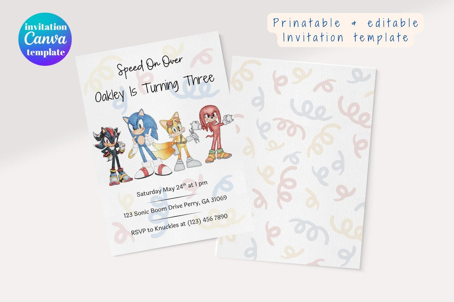 Sonic Birthday Party Invite