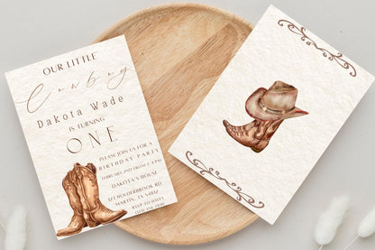 Boys Cowboy 1st Birthday Invite