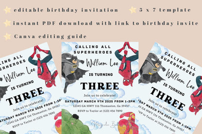 Kids Superhero Birthday Invite
