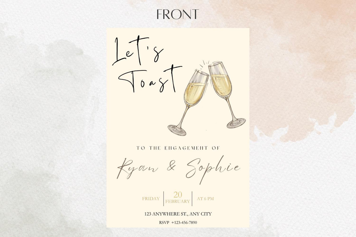 Let's Toast Engagement Party Invitation