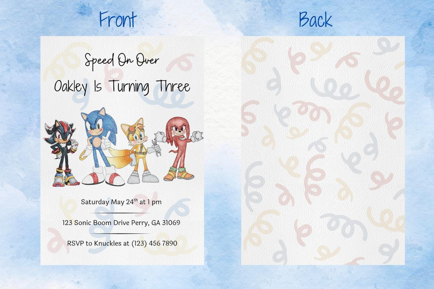 Sonic Birthday Party Invite