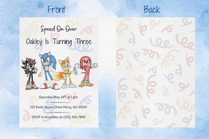 Sonic Birthday Party Invite