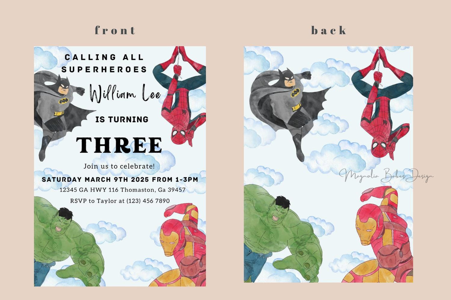Kids Superhero Birthday Invite