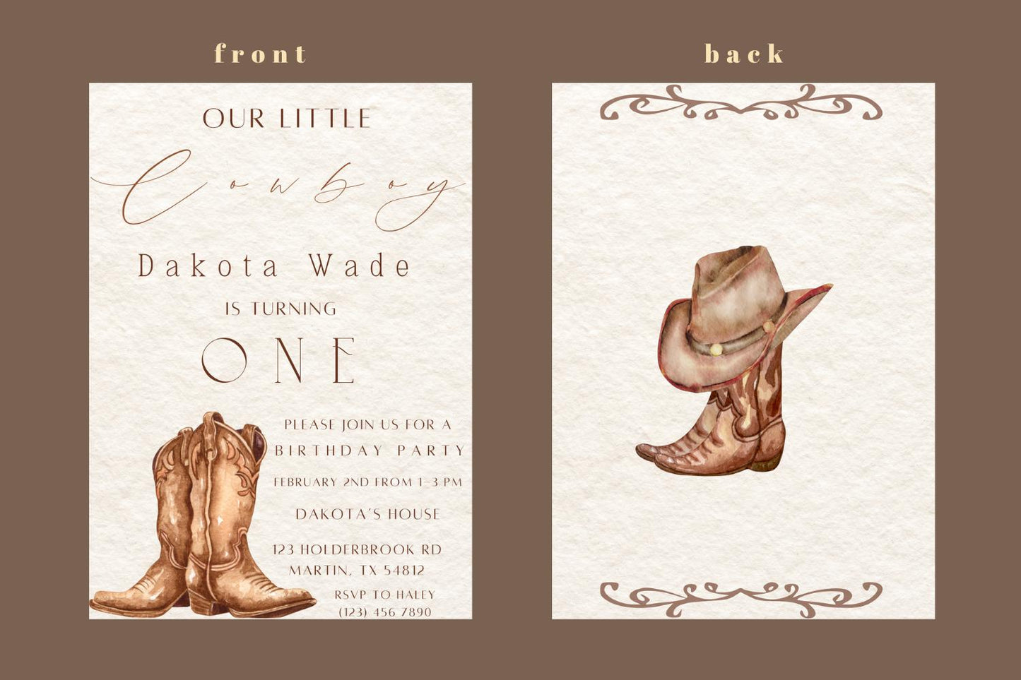 Boys Cowboy 1st Birthday Invite